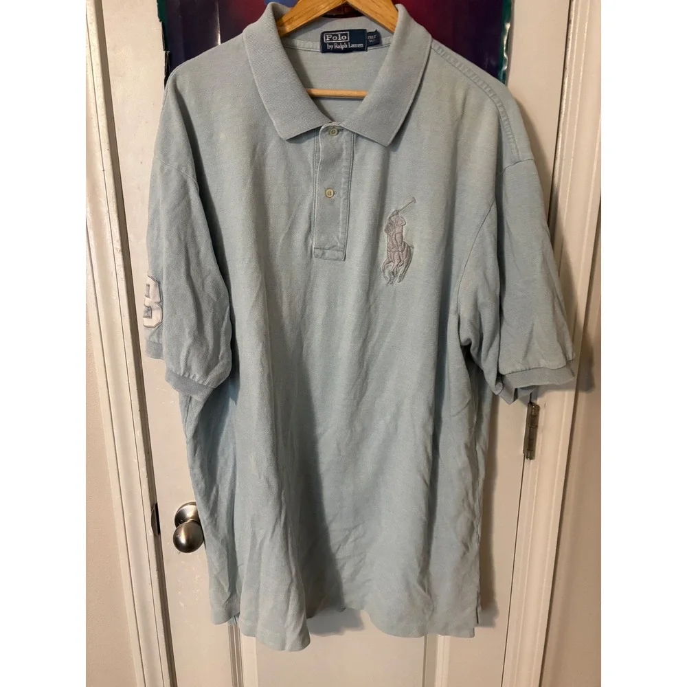 Polo Ralph Lauren Big Pony Polo Shirt Light Blue 2XLT Tall Mens Short Sleeve